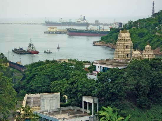 View of the city and greenery in Andhra Pradesh, India