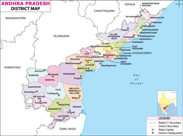 Andhra Pradesh, India District Map